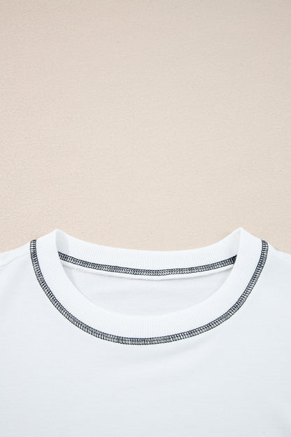 Threaded Pear Clare Contrast Stitching Oversize Sweatshirt