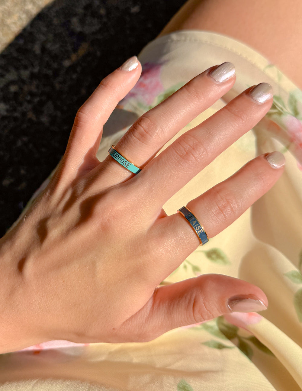 Elevated Faith Navy Enamel Praise Ring