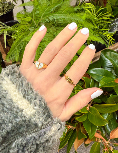 Elevated Faith Enamel Heart Cross Ring