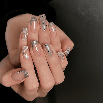 24-Piece Press On Nails Set – Fake Crystal Nails with Glue