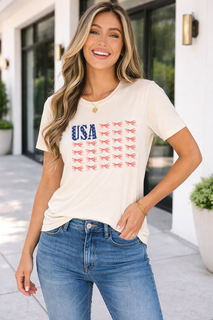 Threaded Pear Sylvie Bow Flag Tee
