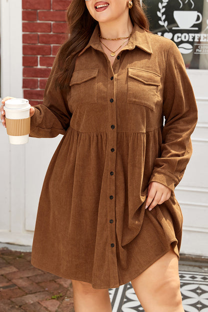Threaded Pear Galilea Corduroy Full Collared PLUS Shirt