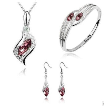 Luxury Angel Elf Jewelry Set | Austria Crystal Necklace, Earrings & Bracelet 3-Piece Set | Elegant Alloy Fairytale Jewelry for Women | Heavenly Angel Wing Jewelry Collection