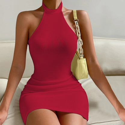 European Beauty Spring and Summer New Sexy Backless Sleeveless Buttock Dress