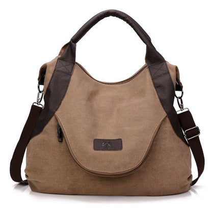 Minimalist Retro Canvas Shoulder Bag for Women | Vintage Crossbody Handbag | Large Capacity Aesthetic Daily Tote | High-Sense Casual Messenger Bag for Work & Travel