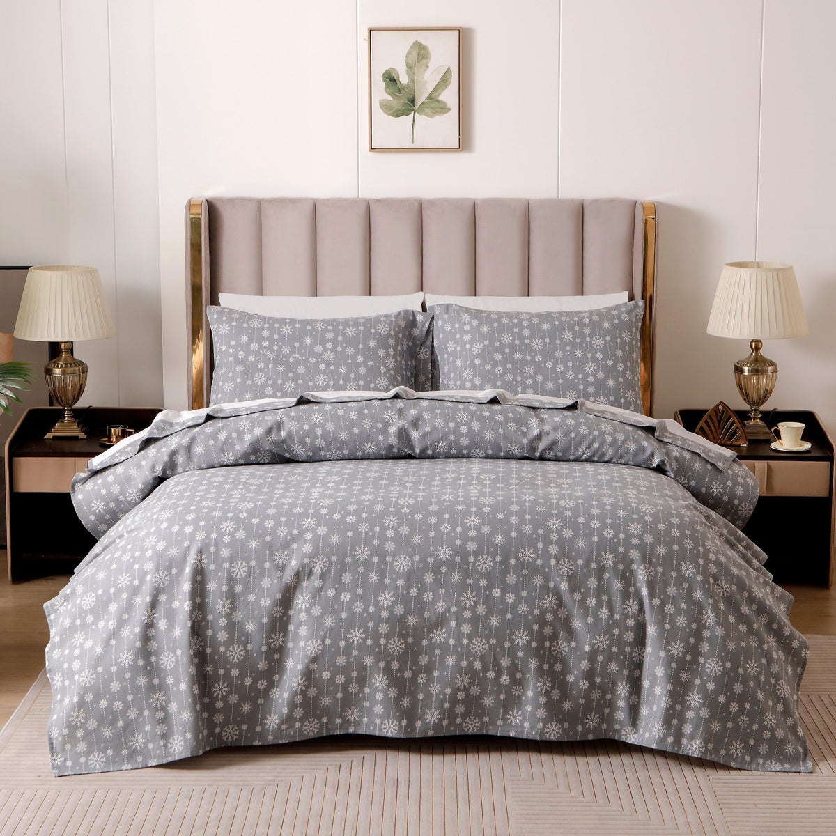 Elegant Comfort 4-Piece Holiday Cotton Flannel Sheet Set - 100% Turkish Cotton
