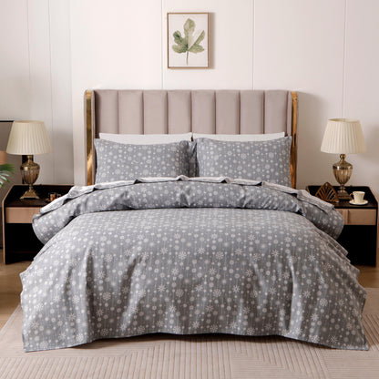 Elegant Comfort 4-Piece Holiday Cotton Flannel Sheet Set - 100% Turkish Cotton