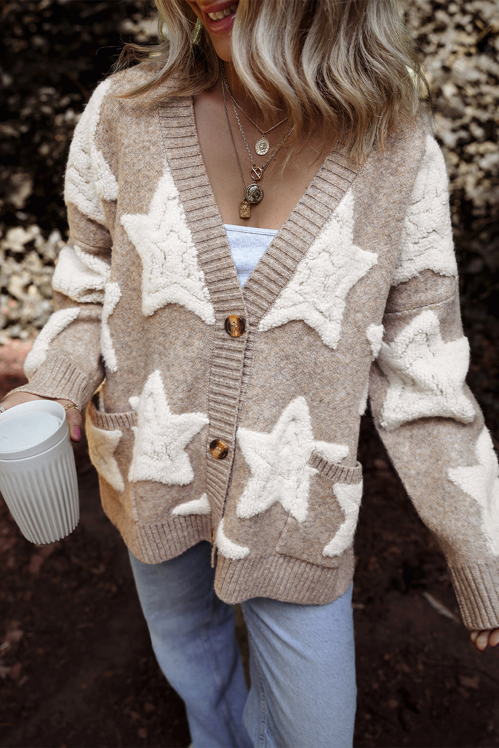 Threaded Pear Clare Sherpa Star Cardigan
