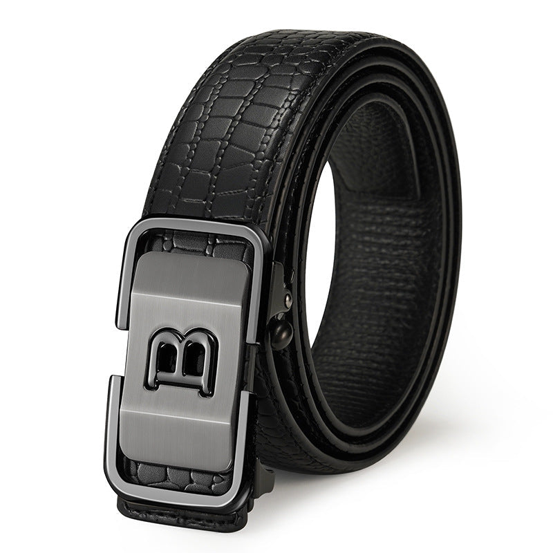 Men’s Automatic Buckle Genuine Leather Belt | High-Sense Professional Waistband for Young & Middle-Aged | Trendy Minimalist Executive Belt | Luxury-Label Statuesque Men’s Accessory | 2026 High-Fashion Radiant Urban Essential