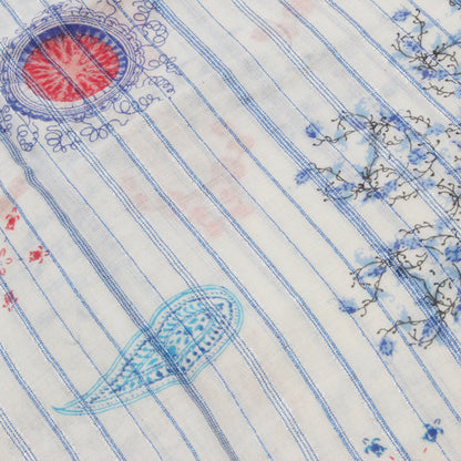 Desigual Blue Ocean Vibes Design White Scarf