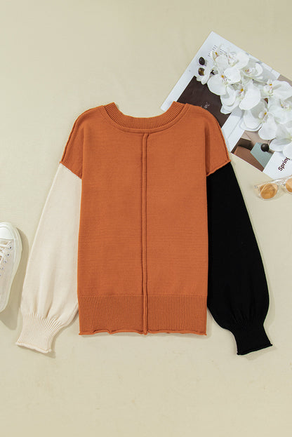 Threaded Pear Abigail Edge Bubble Sleeve Sweater