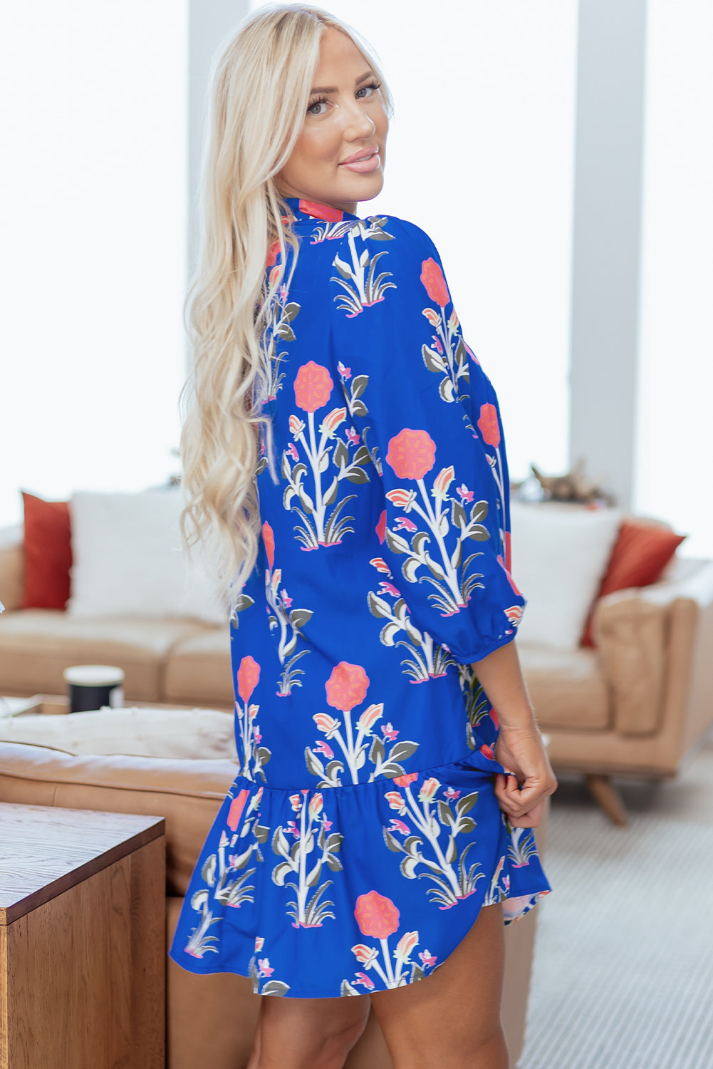 Threaded Pear Zahra Sleeve Ruffle Hem Dress