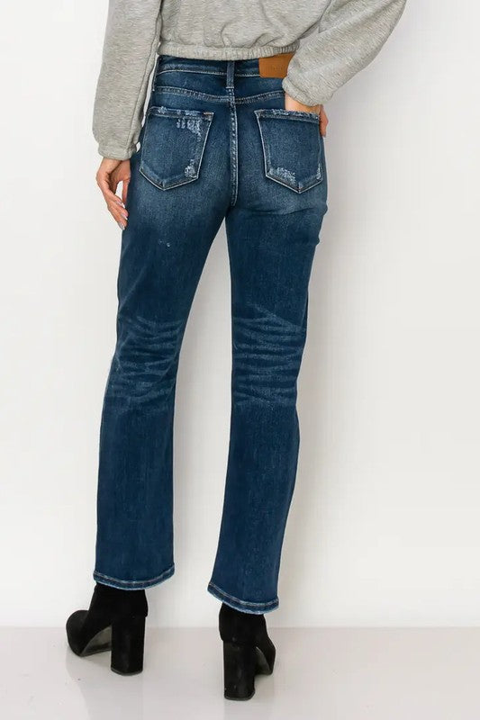 Ariel High Rise Stretch Distressed Straight Jeans