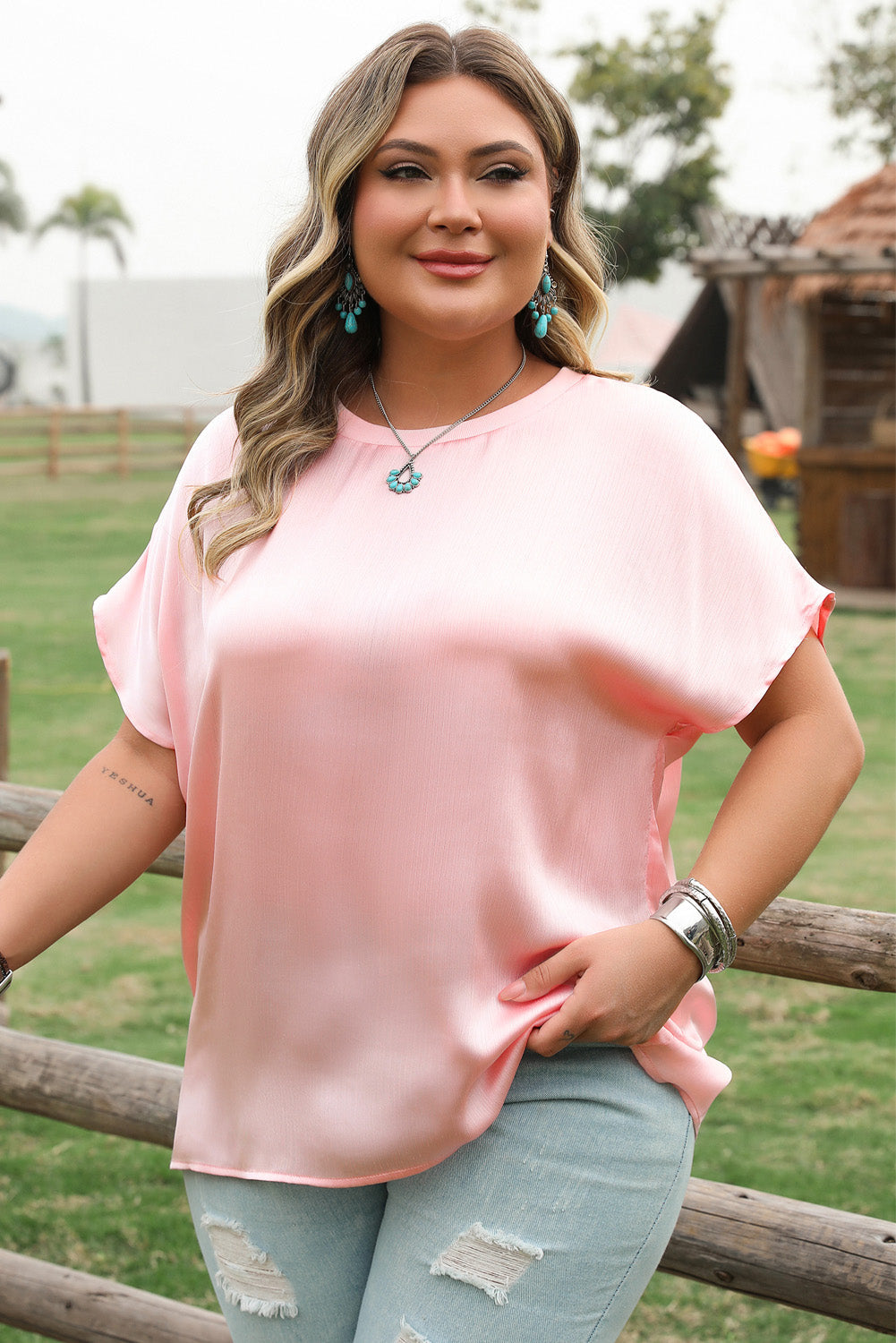 Threaded Pear Nyomi Short Batwing Sleeve PLUS Top
