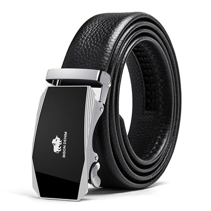 Men’s Classic Leather Belt | High-Sense Professional Executive Waistband | Trendy Minimalist Sleek Dress Belt | Luxury-Label Statuesque Radiant Accessory | 2026 High-Fashion Emerald-Luxe Essential