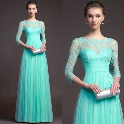 Women’s Long Sleeve Lace See-Through Dress | High-Sense Embroidered Mesh Party Gown | Trendy Minimalist Sheer Lace Evening Wear | Luxury-Label Statuesque Radiant Dress | 2026 High-Fashion Emerald-Luxe Essential