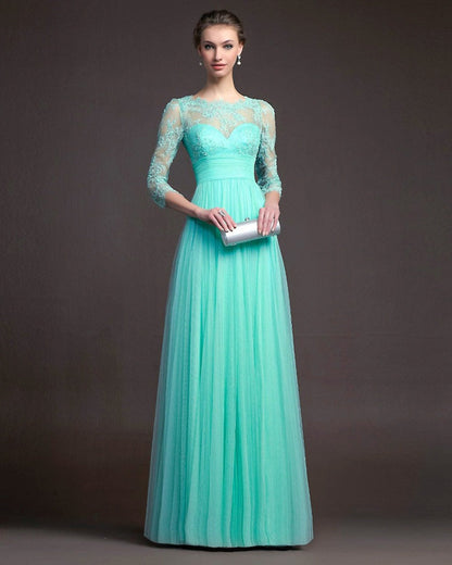 Women’s Long Sleeve Lace See-Through Dress | High-Sense Embroidered Mesh Party Gown | Trendy Minimalist Sheer Lace Evening Wear | Luxury-Label Statuesque Radiant Dress | 2026 High-Fashion Emerald-Luxe Essential