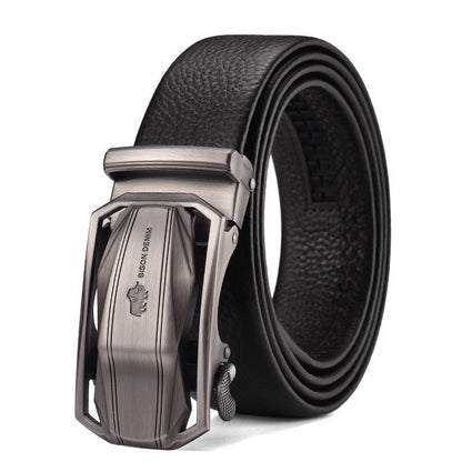 Men’s Business Automatic Buckle Leather Belt | High-Sense Professional Executive Waistband | Trendy Minimalist Sleek Ratchet Belt | Luxury-Label Statuesque Radiant Accessory | 2026 High-Fashion Emerald-Luxe Essential