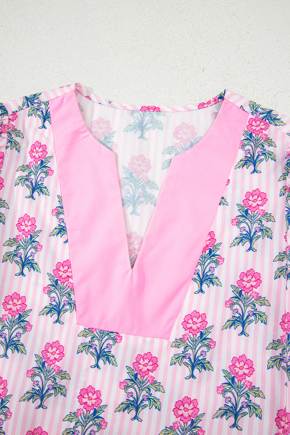 Threaded Pear Theodora Patchwork Ruffle Hem Blouse