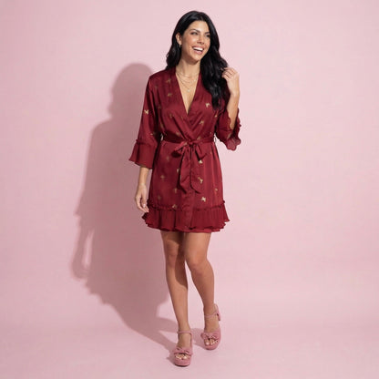Anna-Kaci Lounge Women's Satin Bow Print Slip Dress with Spaghetti Straps and Soft Draped Neckline for a Smooth Elegant Look