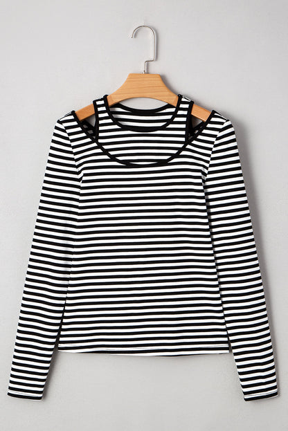 Threaded Pear Remi Stripe Double-layer Long Sleeve Top