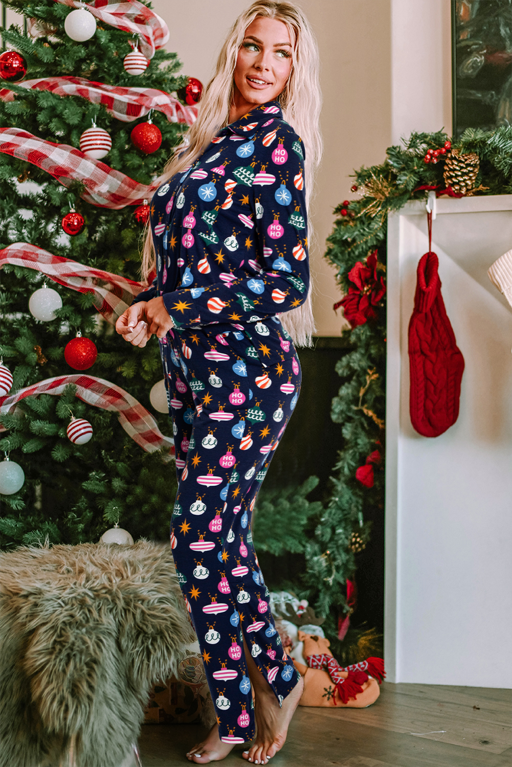 Threaded Pear Mazie Christmas Lights Print Shirt