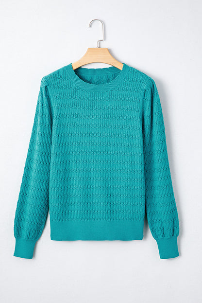 Threaded Pear Kay Knit Ribbed Cuffs Crew Neck Sweater