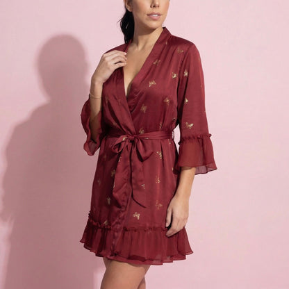 Anna-Kaci Lounge Women's Satin Bow Print Slip Dress with Spaghetti Straps and Soft Draped Neckline for a Smooth Elegant Look
