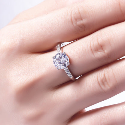 Authentic 925 Sterling Silver Engagement Ring | Classic Solitaire Wedding Band for Women | Sparkling Cubic Zirconia Promise Ring | Elegant Anniversary Jewelry Gift