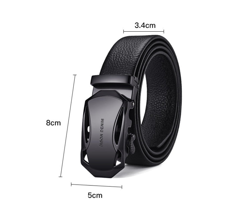 Men’s Business Automatic Buckle Leather Belt | High-Sense Professional Executive Waistband | Trendy Minimalist Sleek Ratchet Belt | Luxury-Label Statuesque Radiant Accessory | 2026 High-Fashion Emerald-Luxe Essential