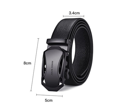 Men’s Business Automatic Buckle Leather Belt | High-Sense Professional Executive Waistband | Trendy Minimalist Sleek Ratchet Belt | Luxury-Label Statuesque Radiant Accessory | 2026 High-Fashion Emerald-Luxe Essential