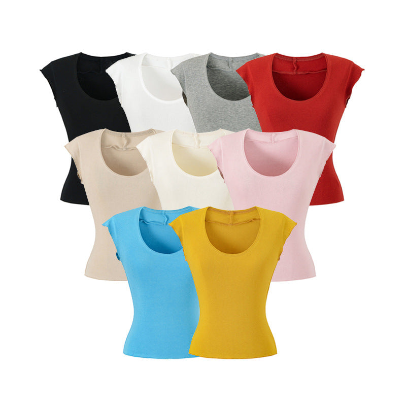 U-neck short sleeved T-shirt