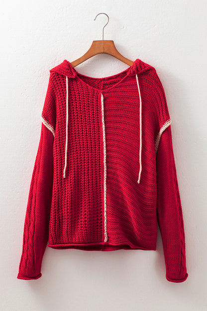 Threaded Pear Olivia Knit Drawstring Hooded Sweater