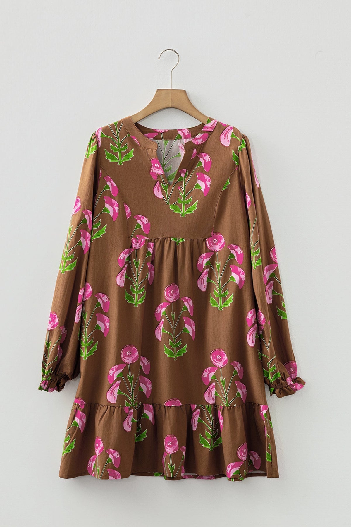 Threaded Pear Kelly Hem Puff Sleeve Dress