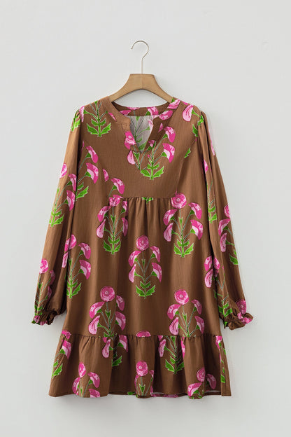 Threaded Pear Kelly Hem Puff Sleeve Dress
