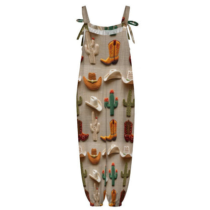 Cactus Boots Hat Western Overalls Jumpsuit