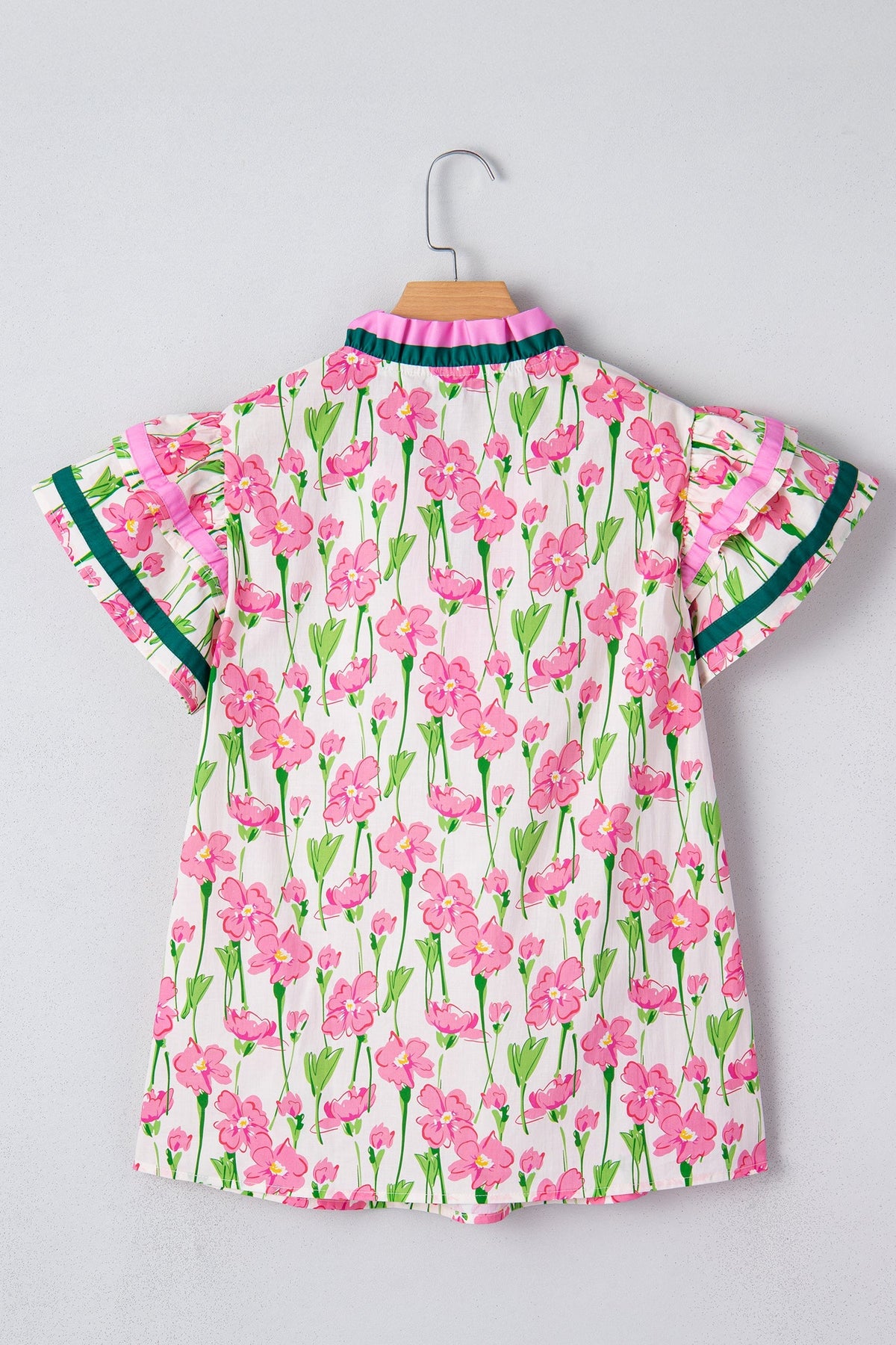 Threaded Pear Elyse Ruffled Short Sleeve Blouse