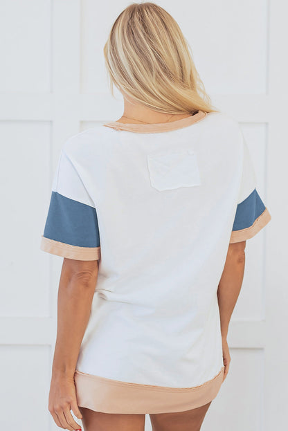 Threaded Pear Kensley Patchwork Side Split Tunic Top