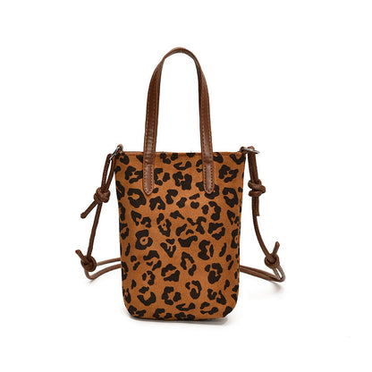 Women’s Retro Leopard Print Crossbody Bag | Luxury Suede Phone Shoulder Bag | Trendy Anime-Style Mini Versatile Satchel | Autumn & Winter Small Animal Print Purse | 2026 Streetwear Aesthetic Crossbody Bag