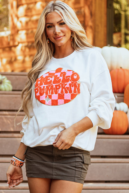 Threaded Pear Blair Halloween Pumpkin Patched Pullover Sweatshirt