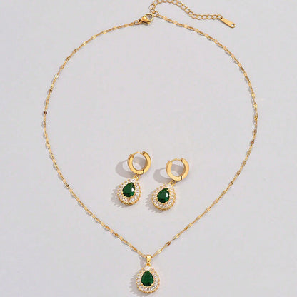 Retro Hong Kong Style Jade White Jewelry Set | Gold-Tone Suit Necklace & Earrings | High-Sense Vintage Minimalist Jewelry | Trendy All-Match 90s Aesthetic Ensemble | 2026 High-Fashion Radiant Women’s Suit Accessories