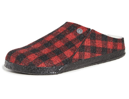 Birkenstock Zermatt Shearling Wool Felt Plaid Red