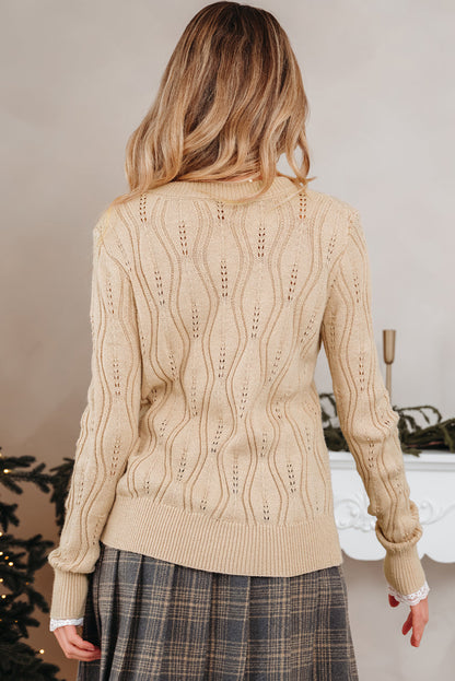 Threaded Pear Abigail Lace Patchwork Sleeve Sweater
