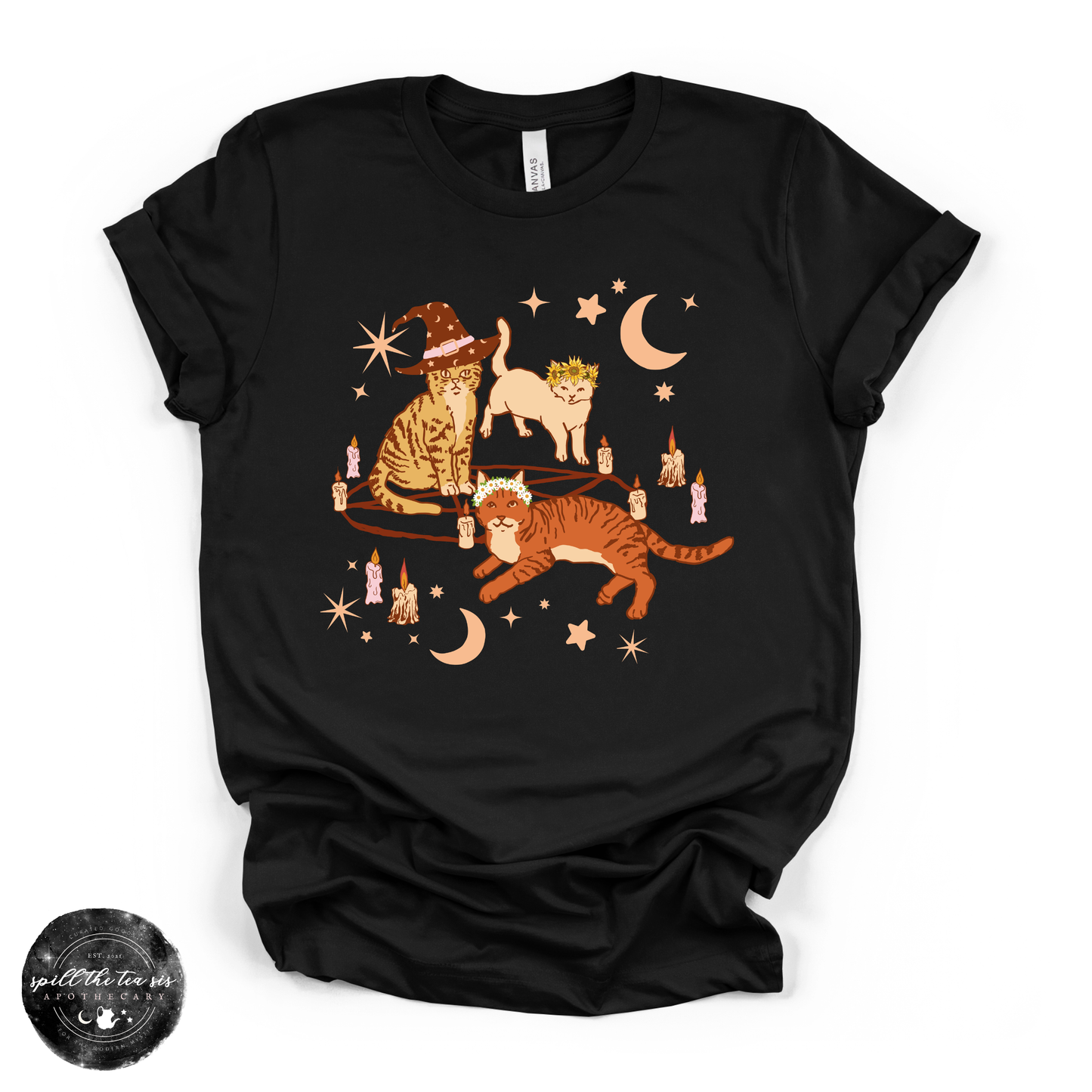 Cat Coven Cat Witch Tee | Witchy Cat Lover Graphic T-Shirt