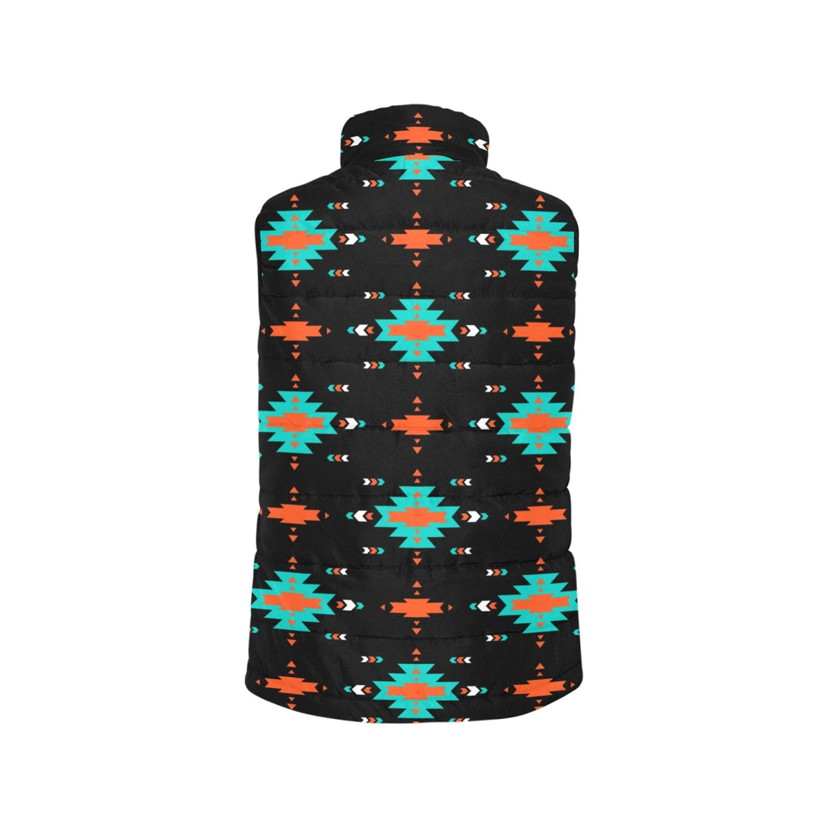 Baha Ranch Turquoise Orange Aztec Women's Western Puffy Vest