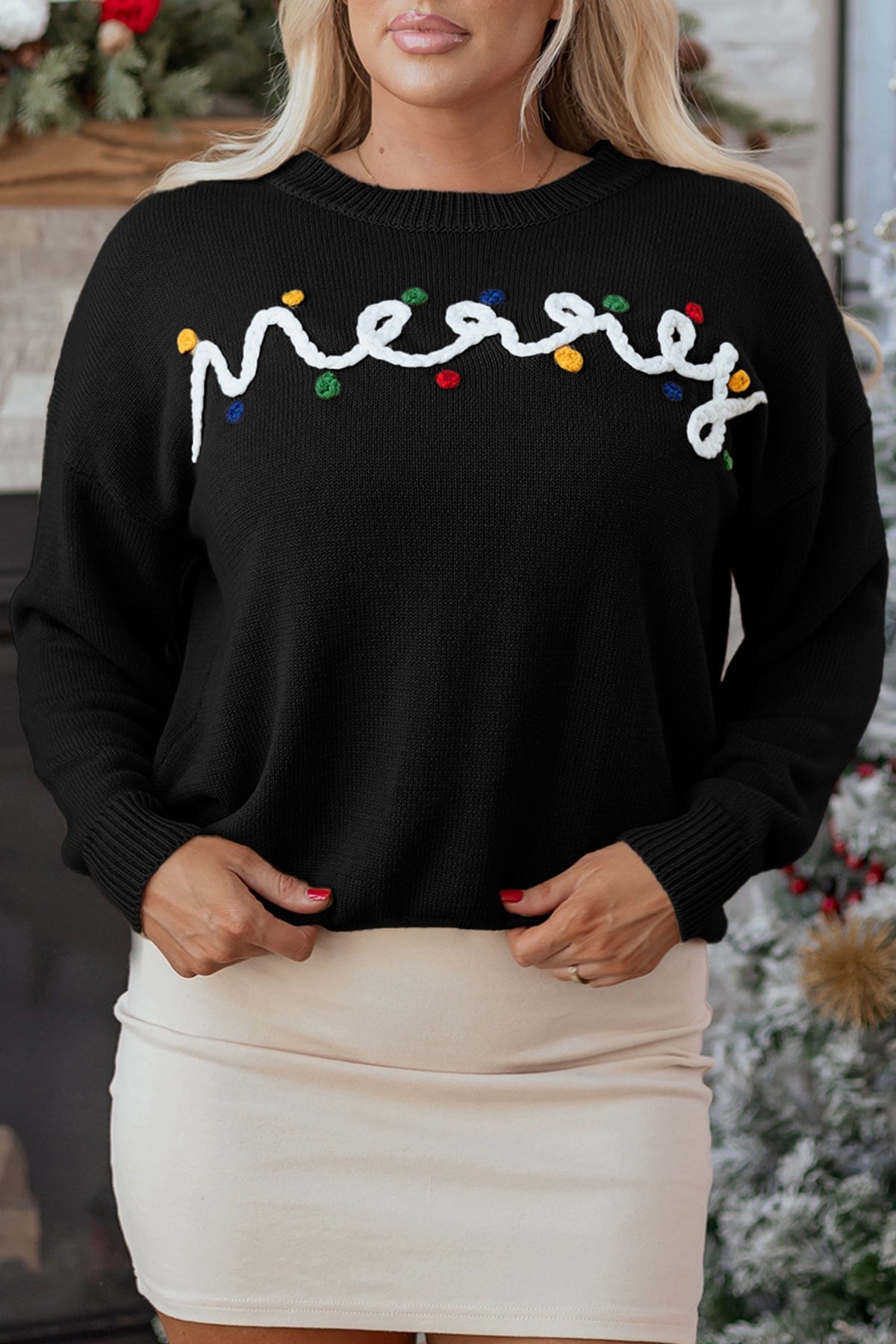 Threaded Pear Darcy Christmas Drop Shoulder Sweater