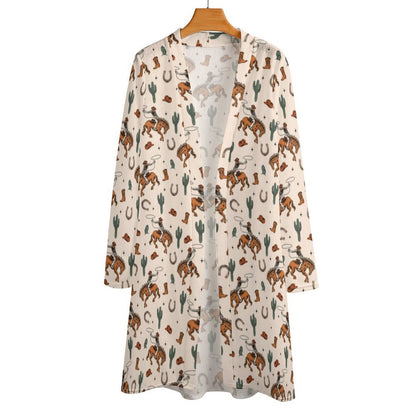 Baha Ranch Rodeo Cowboy Print Lightweight Cardigan
