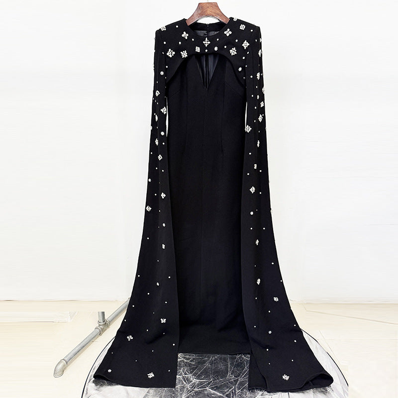 Heavy-Duty Beaded & Diamond Encrusted Off-Shoulder Gown | Luxury Long Evening Dress | Hand-Embellished Royal Banquet Dress | Sophisticated Bridal & Gala Maxi Dress
