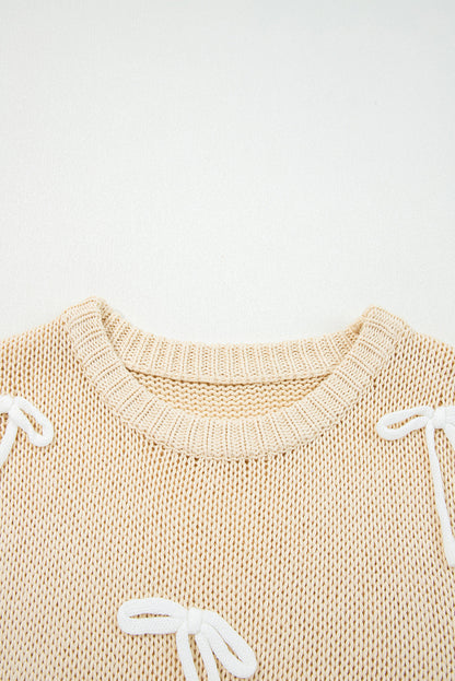 Threaded Pear Giselle applique Cap Sleeve Sweater