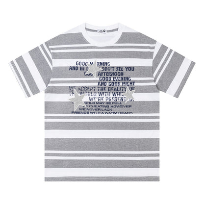Contrast striped round neck t-shirt